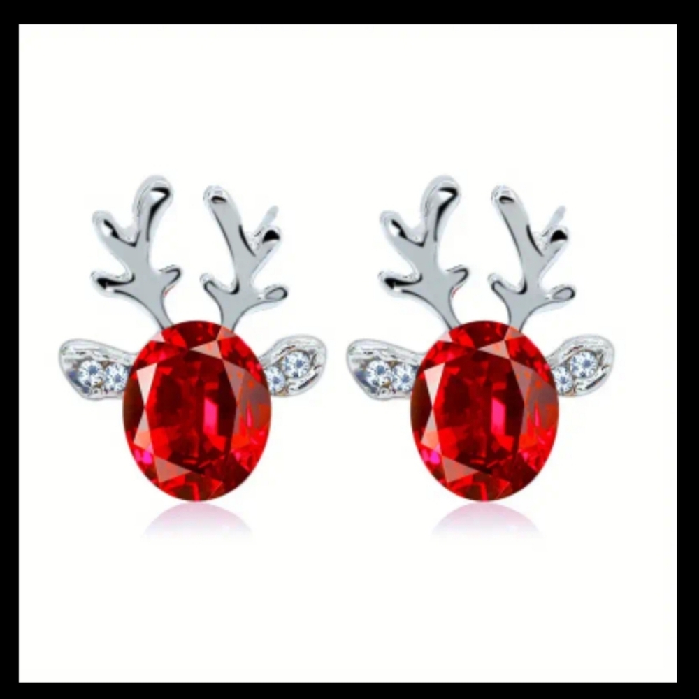 Reindeer Ruby Earrings NIP